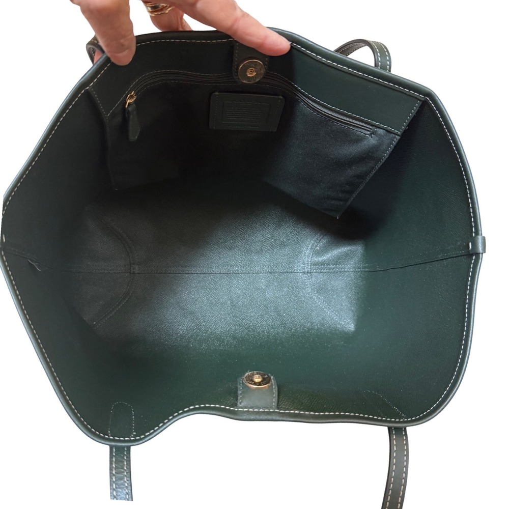 Coach City Tote Signature Canvas Brown Black Green Crest Logo Bag C3869 Designer - Picture 6 of 10
